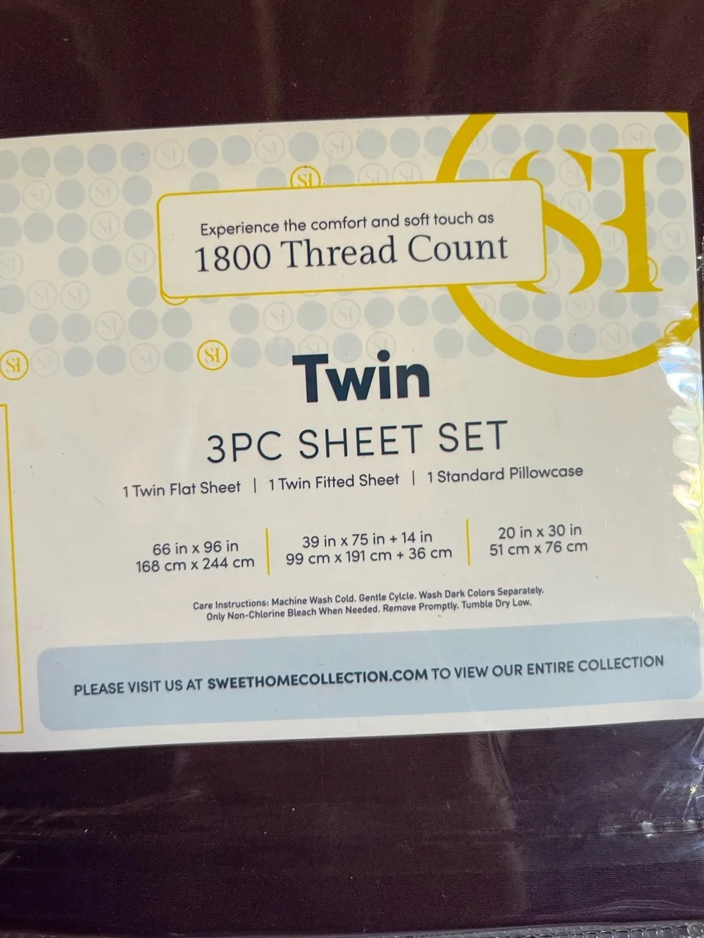 Sweet Home Twin 3PC Sheet Set in Purple